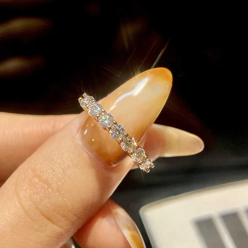 Gra echte Moissan ite Ring Sterling Silber Diamant Ewigkeit Band Verlobung Eheringe für Frauen Luxus Qualität Schmuck – Detail 4