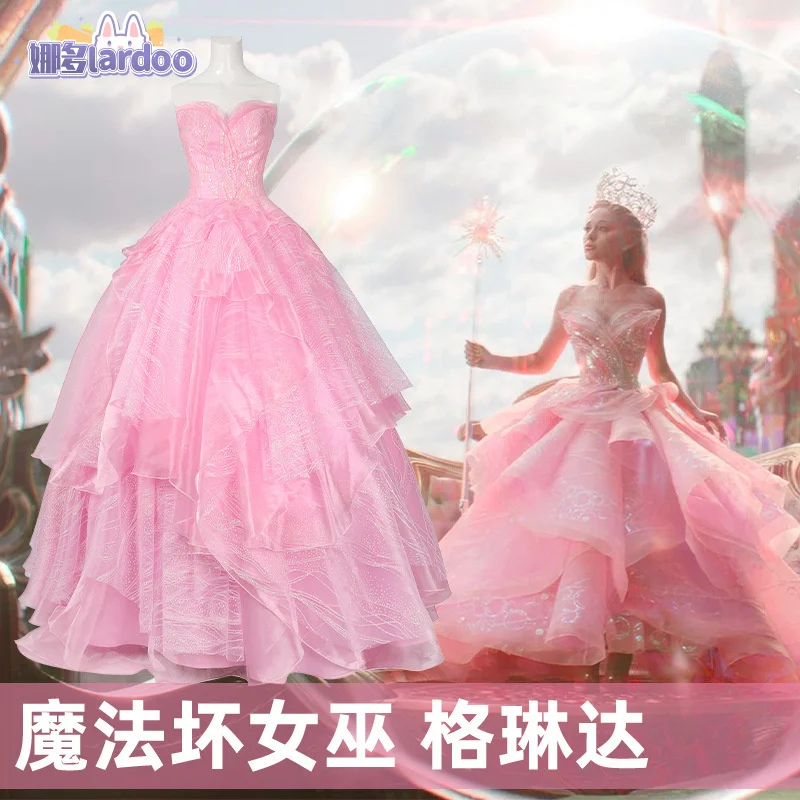 Evil Glinda cosplay costume disguise women pink dress Halloween Carnival party outfits lardoo suit