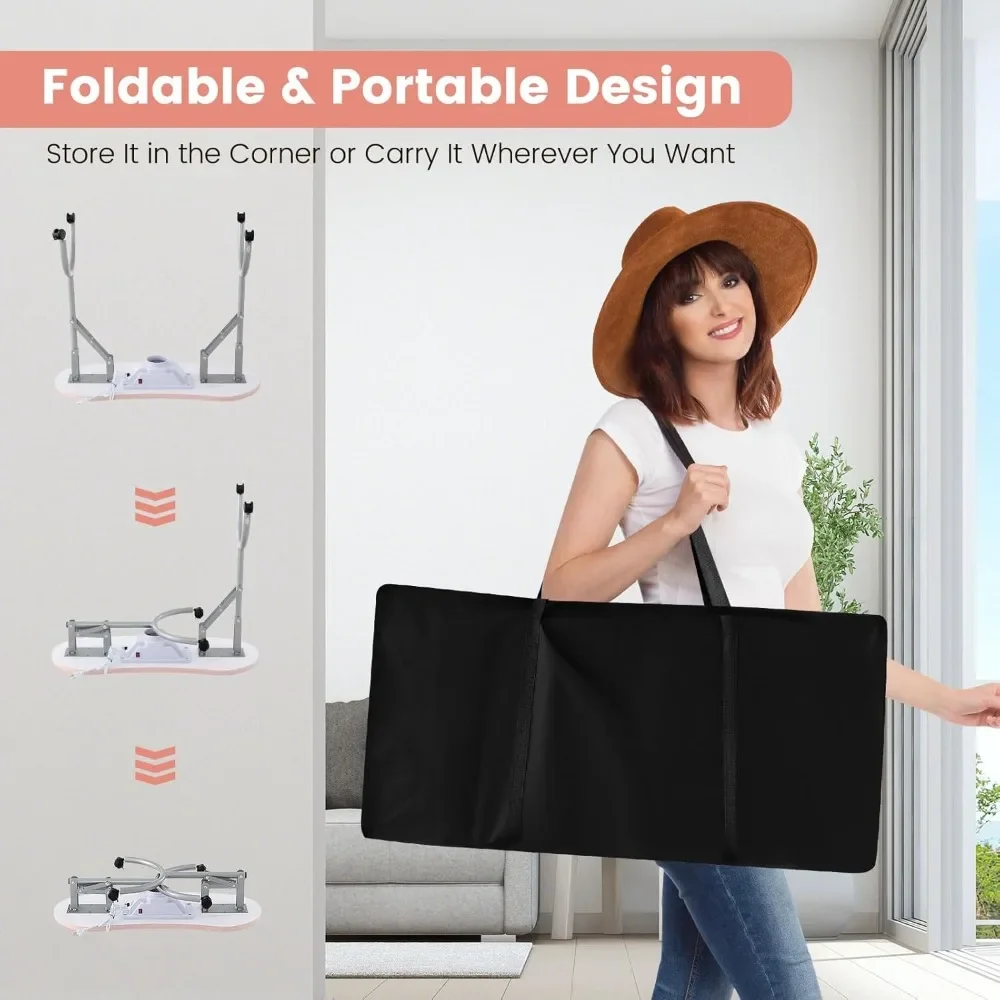 Nail Table for Nail Tech, Portable Manicure Table with Electric Dust Collector, USB-Plug LED Lamp, Wrist Rest, 4 Lockable Wheels