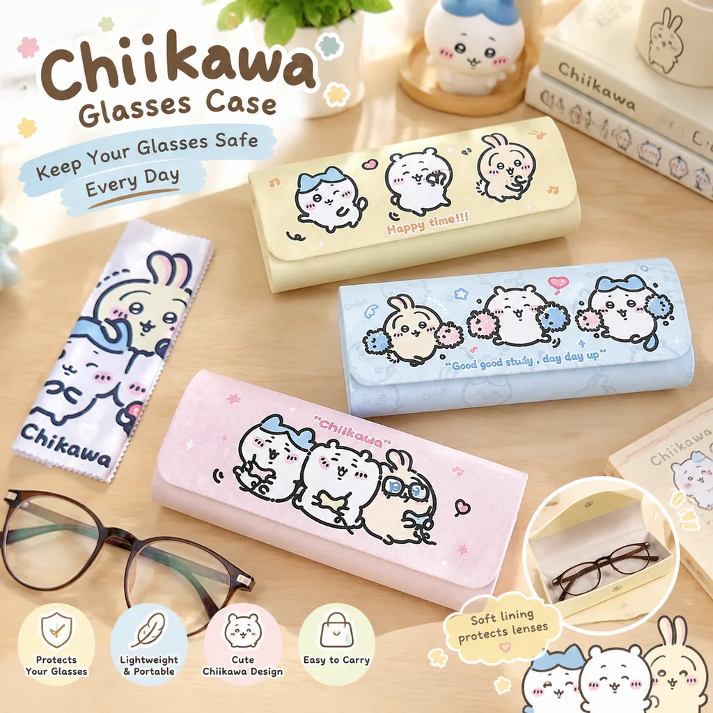 Chiikawa Handmade Glasses Case Magnetic Closure Unisex Shockproof Cartoon Optical Sunglasses Box Metal Eyewear Portable Durable