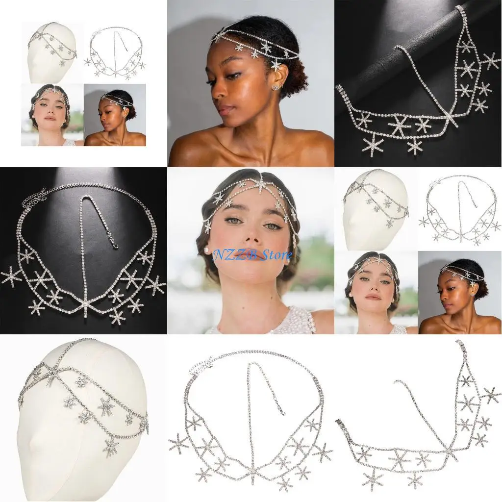 

T21F Stylish Mesh Jewelry Head Chain Fashion Head Jewelry Elegant Exotic Hair Jewelry