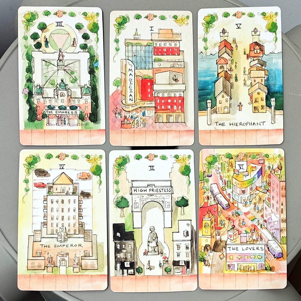 The Housing Tarot Deck – 10.3*6cm 78 Unique Watercolor Architecture & Community-Themed Tarot Cards Architectural & Urban Design
