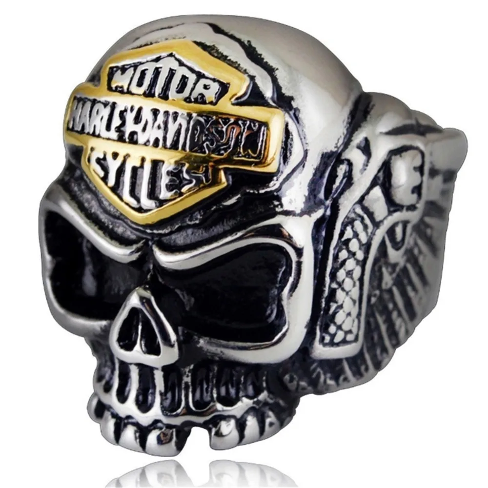 Retro Exquisite New Style Simple Punk Wing Skull Punk Ring Men and Women Hip Hop Rock Fashion Trend Gift Ring Accessories Gift