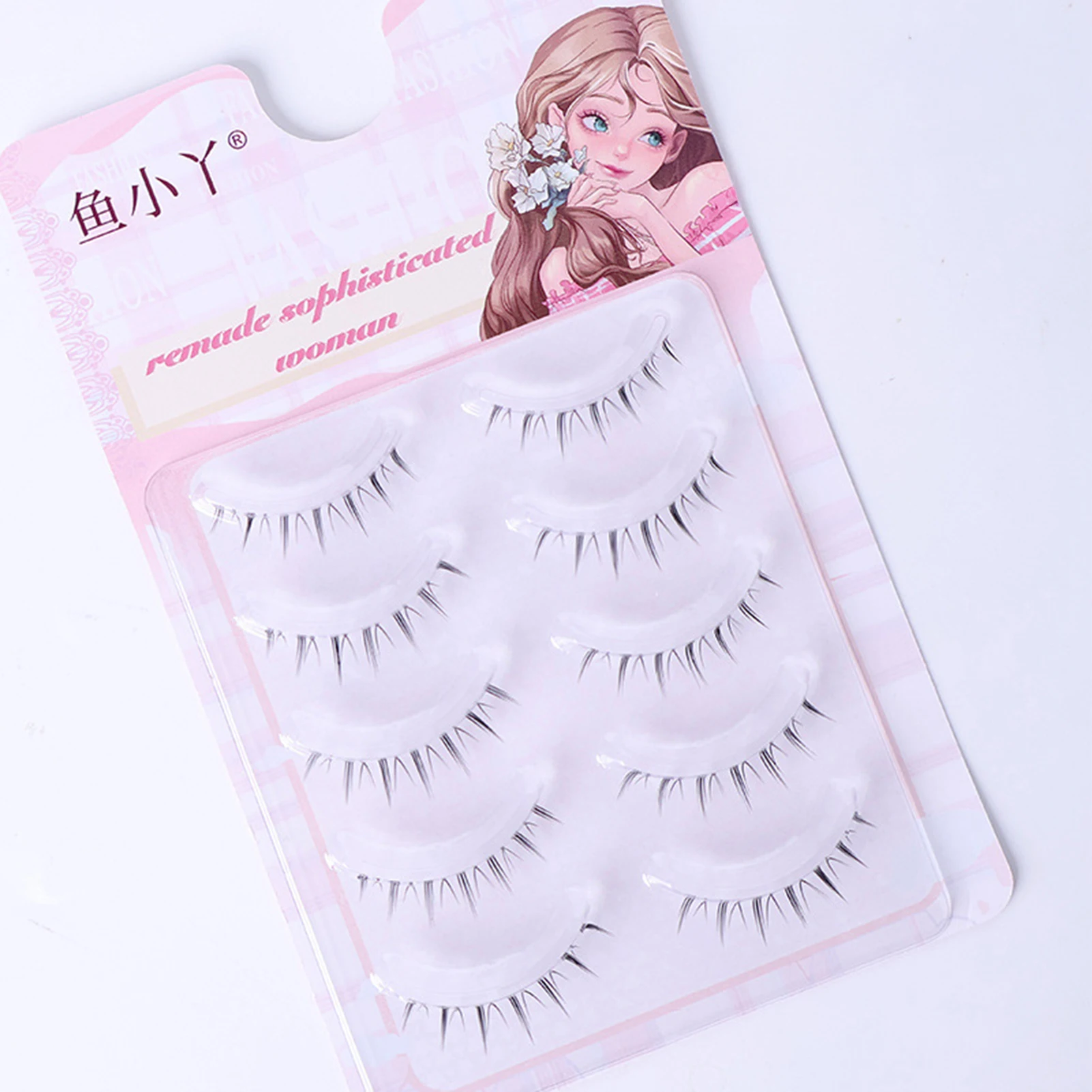 Natural Fake Lashes full strip 5 Pairs 4-6mm botton lash Mixed Length C Curl Black False Eyelashes korean style For Daily Makeup