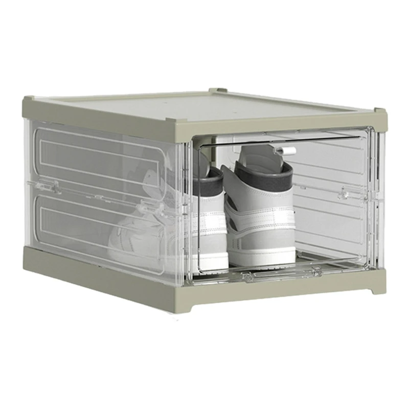 Foldable Integrated Shoe Box Organizer And Storage Boxes Cabinet Transparent Visible Installation Free Rack Easy To Use