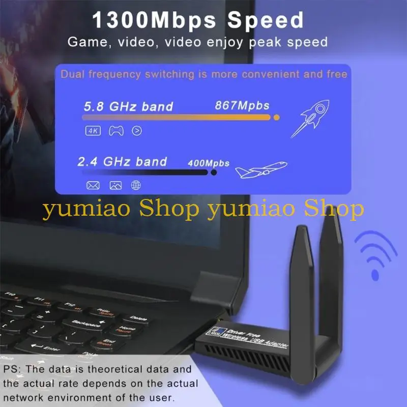 587B Wireless Card for Desktop-PC Support for WindowsXP Vista- USB3.0 2.4G