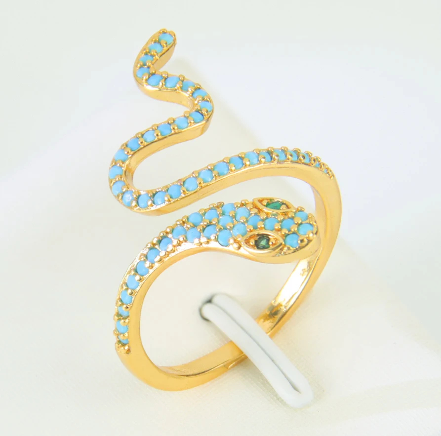 Hip-Hop Zirkonia Offene Schlangenringe 21k Vergoldet Arabische Mode CZ Tier-Ring Italienischer Damen Event Party Punk Schmuck Geschenke – Detail 14