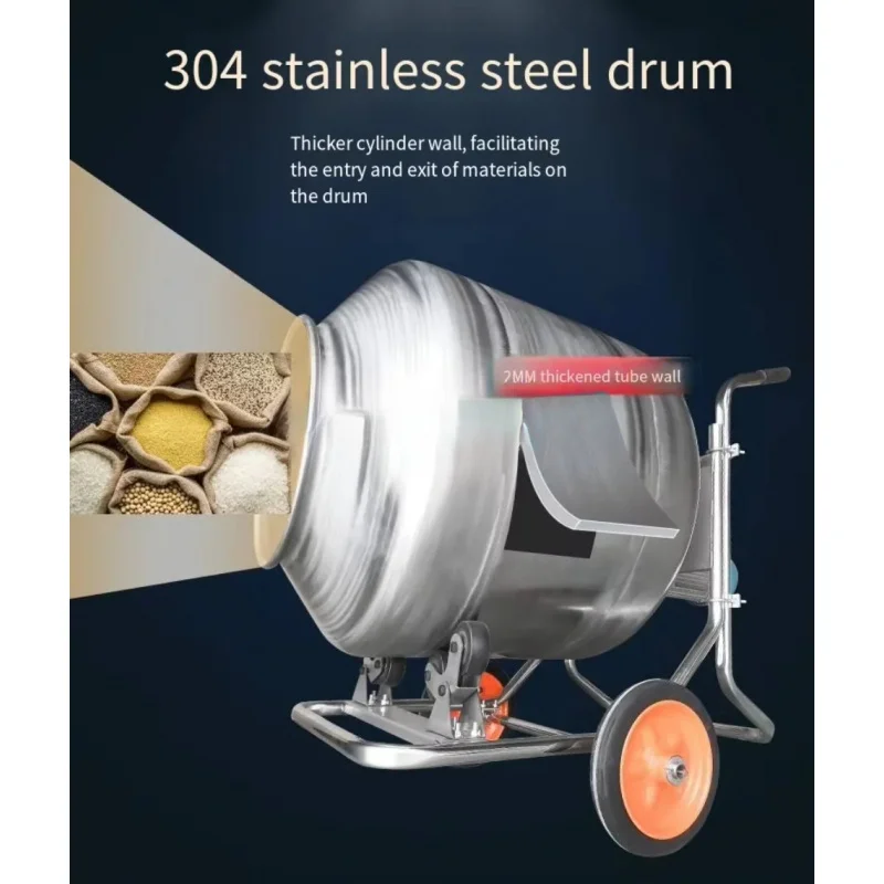 

04 Stainls Steel Tumble Mixer Food Gr Drum Blending hine Meat Sausage Seasoning Small Home Kitchen Equipment