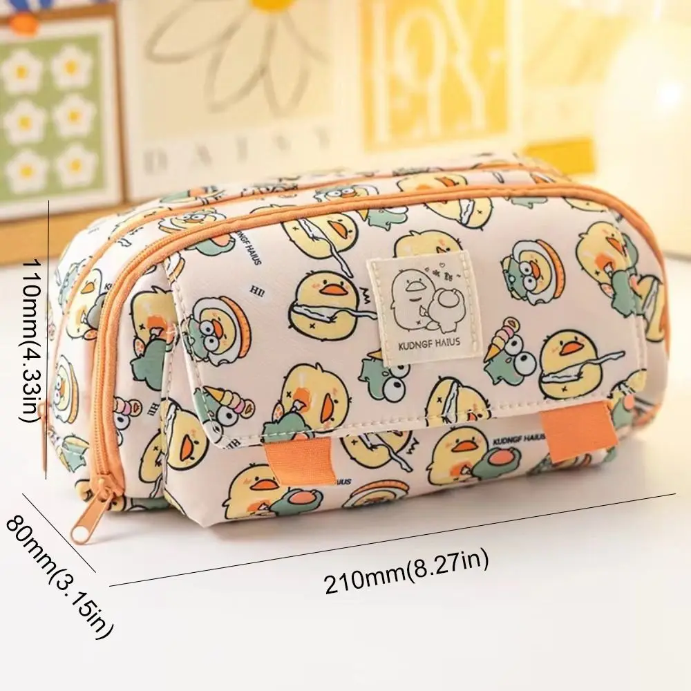 Bolsa de papelería con cremallera creativa multicapa, organizador de escritorio bonito estético Kawaii, suministros de escritura para estudiantes y escuela y oficina