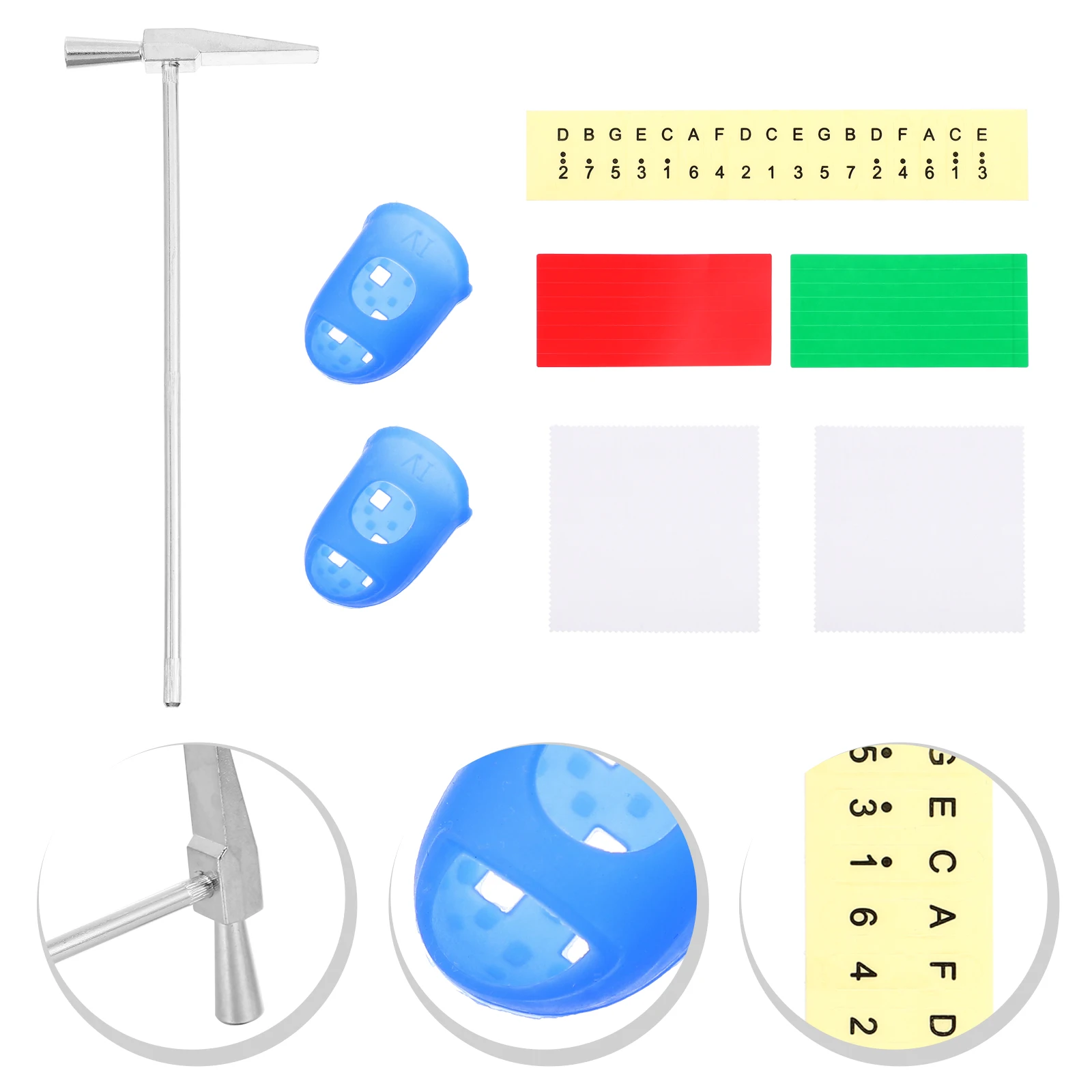 

Thumb Piano Accessories Accessory Set Scale Stickers Tuning Hammer Practical Rubber Anti-pain Sleeve