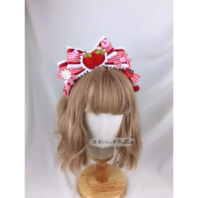 

cute lolita Hair Hoop Spicy Girls Y2K bow Hairpins Strawberry KC Hair Accessories Hair Band Bowknot Cosplay Hairband