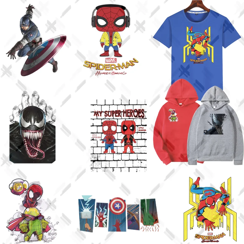 Marvel Anime Ironing Applications For Clothing Iron On Sticker Heat Adhesive Thermo Thermal Transfer Fusible Patches Child Gift