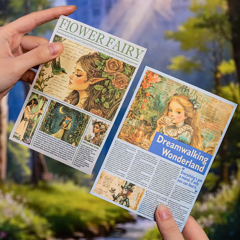 1pack/2pack 6Style Hand Account Base Material Paper Fairy Tale Collection Dual-Material Weekly Supplies 20 Sheets Total