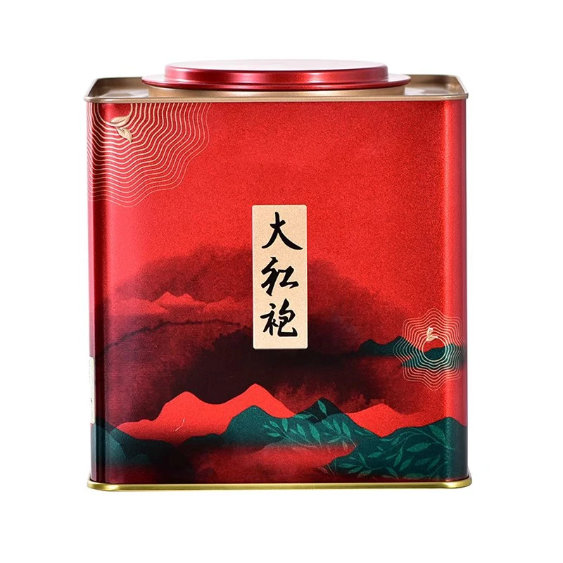 

High-end Customized Famous Tea Box Da Hong Pao Iron Box Tie Kuan Yin Horseshoe Mouth Iron Box Jasmine Blacktea Sealed Box 500g