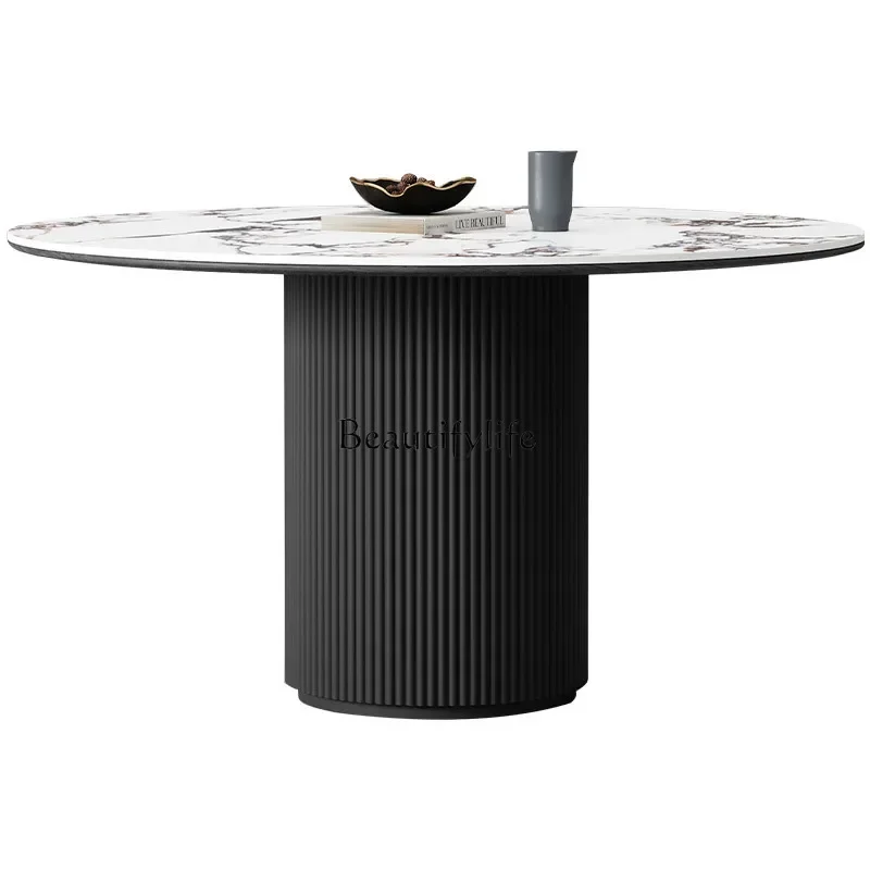 

XX39Slate dining table Household small apartment French antique rock slab round table