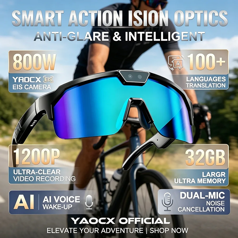 

Новые умные очки для велоспорта 2026 года: беспроводные звонки, ИИ-разговоры, голосовой помощник ИИ, HD-камера 8 МП, защита от тряски