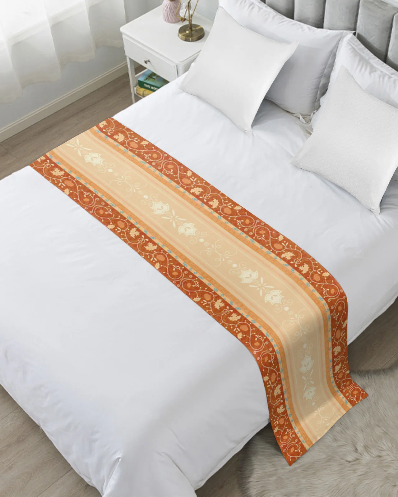 Boho Ethnic Pattern Maple Leaf Bed Runner Home Hotel Decoration Bed Flag Wedding Bedroom Bed Tail Towel