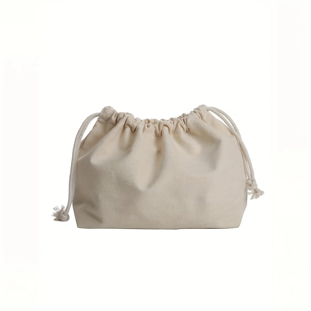 Beige Polyester Double Drawstring Storage Bag Casual Accessory & Cosmetic Organizer with Secure Closure for Home Organization