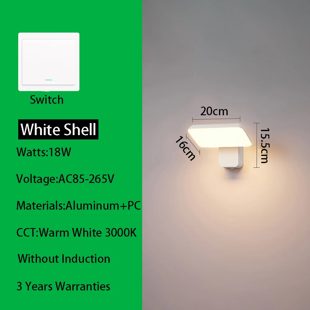 18W AC85-265V NEW LED Wall Lamp IP65 Waterproof Infrared human body induction Indoor&Outdoor Modern Minimalist Style Lamp