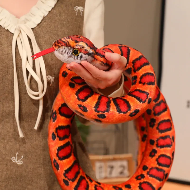 Realistic Coral Snake Plush Toy Lifelike Stuffed Animal Soft Burmese Python Snake Plushie Sofa Bed Home Decor Prank Prop