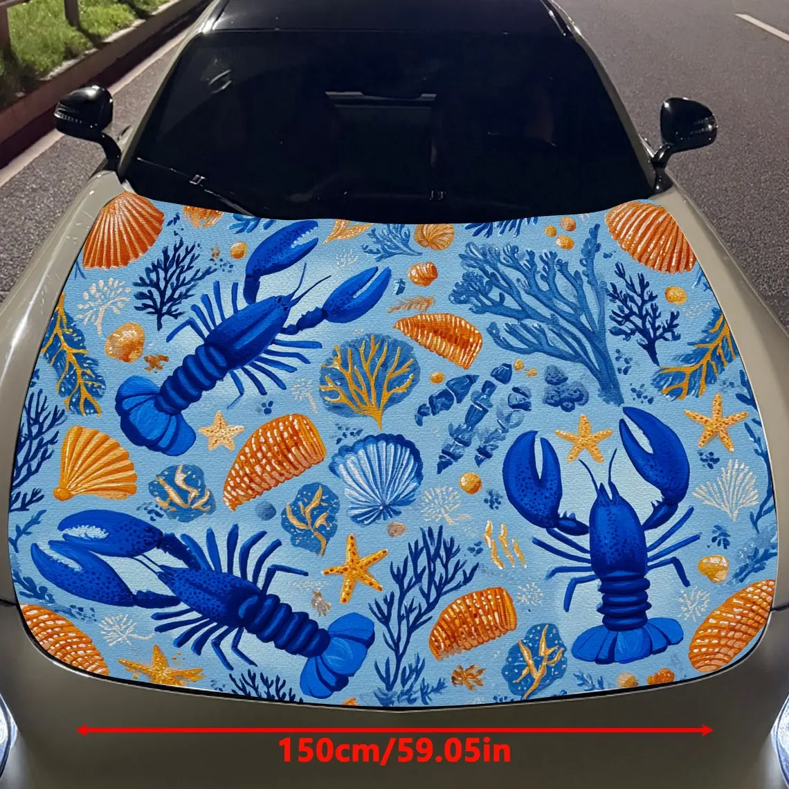 Marine animals Car hood packaging sticker, PVC material, self-adhesive waterproof, anti-slip paint, car exterior decoration acce