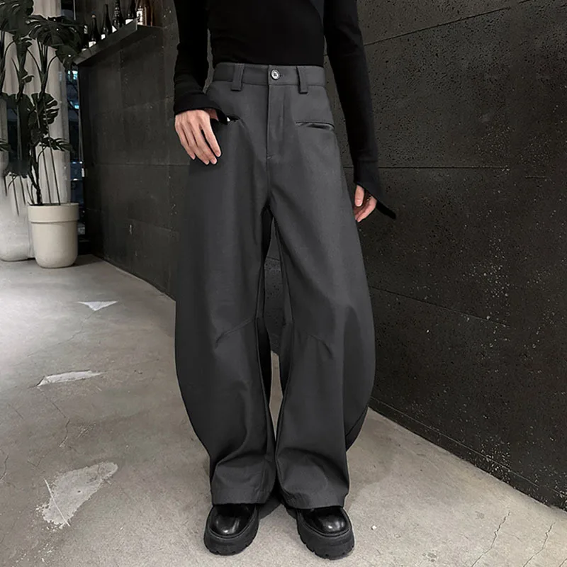 WTHT Fashion Men's Solid Color Pleated Loose Blazer Pants Trendy High-waisted Wide Leg Trousers Male 2025 Autumn 2A2153