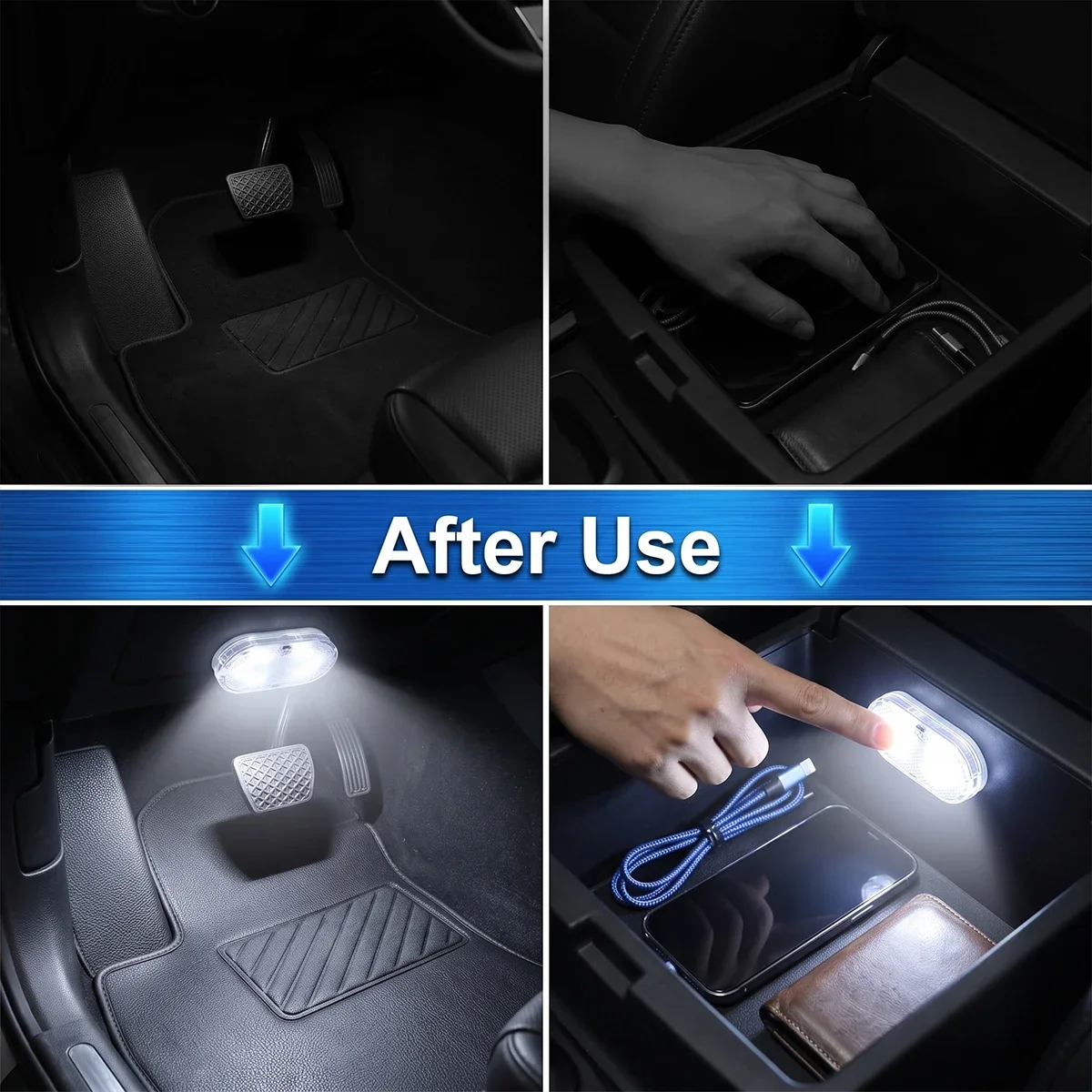 1-4 Stück Touch-Licht für Auto, LED-Licht mit 6 hellen LED-Perlen, Finger-Touch-Sensor, Leselampe, sanfte Beleuchtung für Kofferraum und Motorhaube – Detail 4