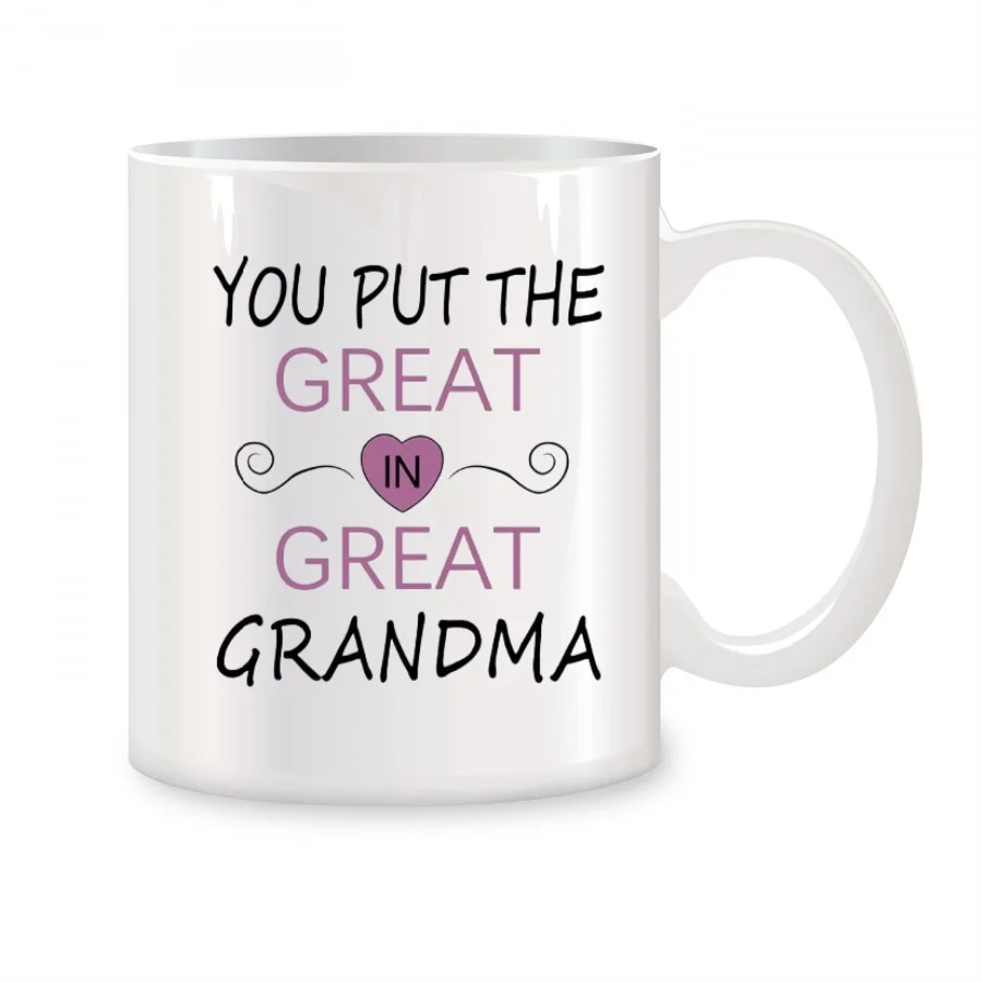 

You Put The Great In Great Grandma Mugs For Grandma from Grandson Birthday Gifts Novelty Coffee Ceramic Tea Cups White 11 oz