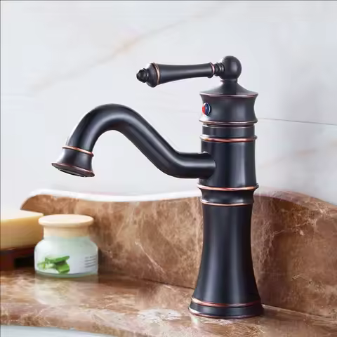 Basin Faucets Antique Brass Faucet Bathroom With Single Handle Vintage Deck Mount Torneiras Hot Cold Bath Mixer Water Taps
