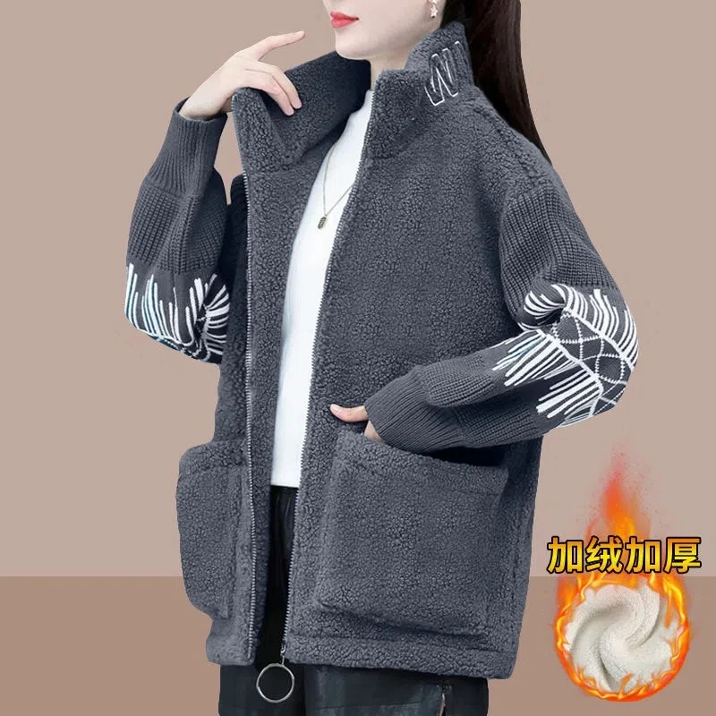 

2022 Autumn Winter Women Lamb Fleece Coat Female Thicken Velvet Warm Jacket Casual Fur One Plush Cardigans Shake Lamb Wool Coat