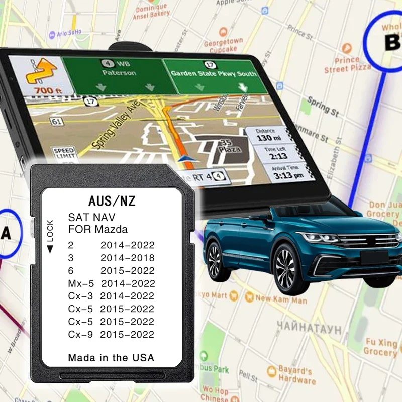 Für Mazda 2 3 6 CX3 CX5 CX8 CX9 MX5 Connect 1 System Update 2024 Australien Neuseeland Karten Navigation 16 GB SD-Karte GPS