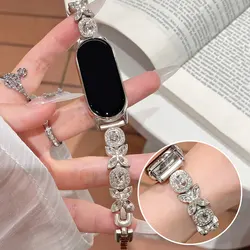 Shining Fashion Band Compatible for Xiaomi Band 8/9/10 Pro Butterfly Full Diamond Bracelet Women's Band for Redmi Watch 4/6/5