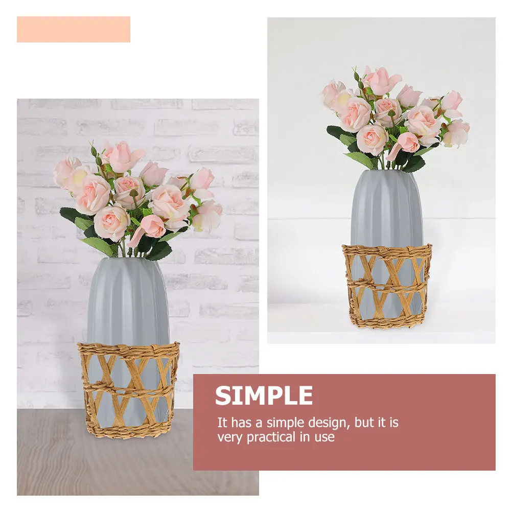 

3pcs Straw Weaving Cup Sleeves Grass Woven Glass Cup Anti-Scald Covers Protective Insulator For Outdoor Garden Party Home Decor