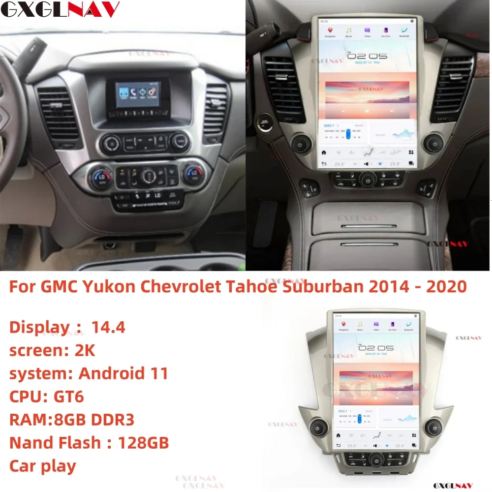 

14.4 Inch Vertical Style Auto Radio Carplay GPS Player For GMC Yukon Chevrolet Tahoe Suburban 2014 - 2020 Android 11 Head Unit