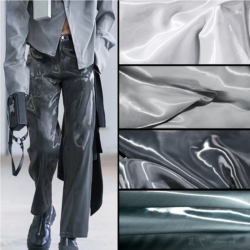 Reflective Fabric Liquid State Glossy By The Meter for Wedding Dresses Diy Skirts Sewing Silky Smooth Designer Cloth Soft Drape