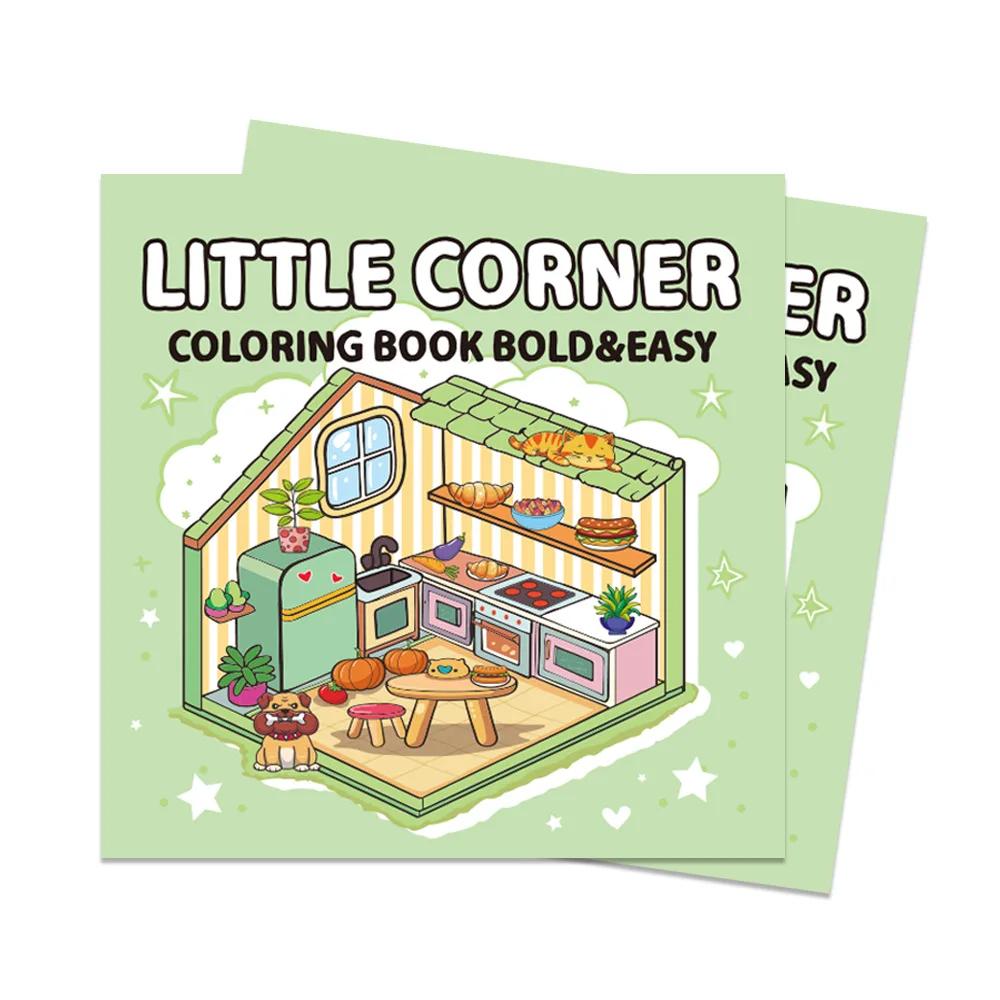 

Little Corner Cute Comfy Coloring Book for Adults and Teens Featuring Adorable Creatures in Cozy Hygge Moments for Relaxation