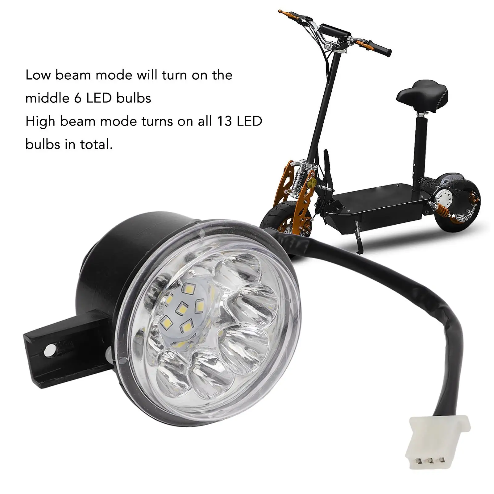 Waterproof LED Motorcycle Headlight - High/Low Beam, Shock Resistant for Scooters & Tricycles