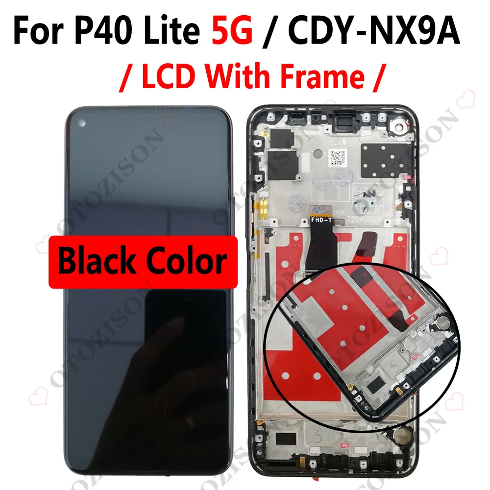 For Huawei P40 lite 5G LCD With Frame CDY-NX9A Display 4G JNY-L01A L21A Screen Touch Digitizer Assembly Replacement P40lite LCD