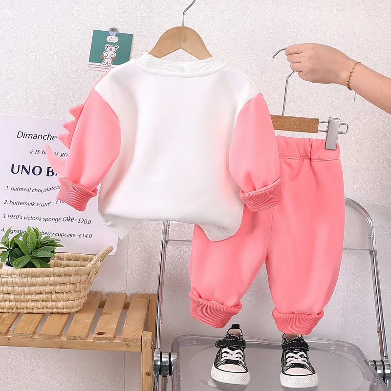 2024 New Baby Spring Girl Clothes 1 To 6 Years |Korean Style Cartoon Patchwork Long Sleeve T-shirts and Pants Childrens Clothing