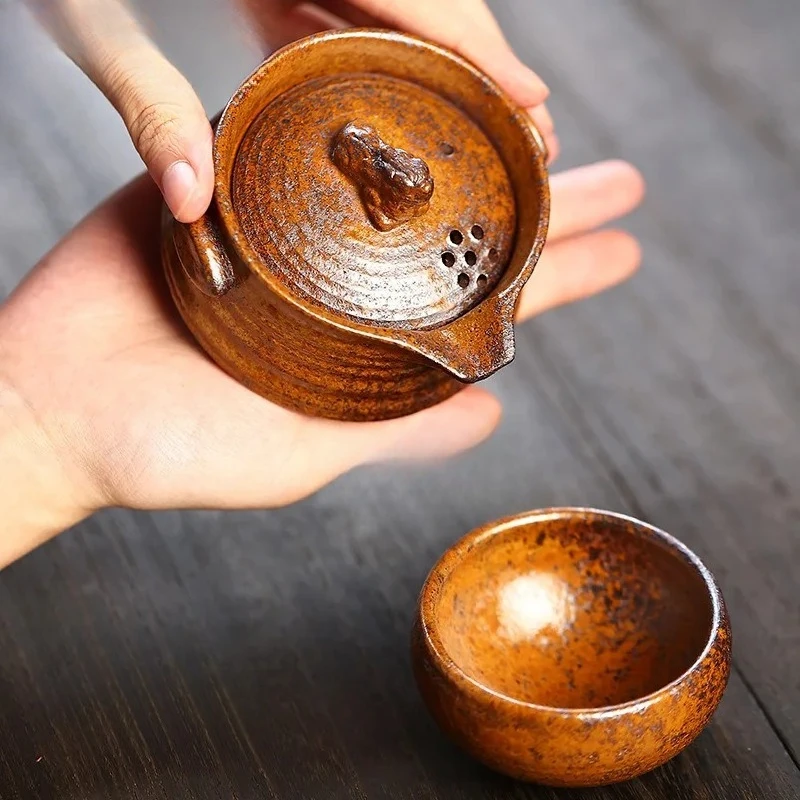 130ml High-end Yixing Purple Clay Teapots Handmade Hand Grab Pot Raw Ore Reducing Roasting Mud Kettle Chinese Zisha Tea Set Gift