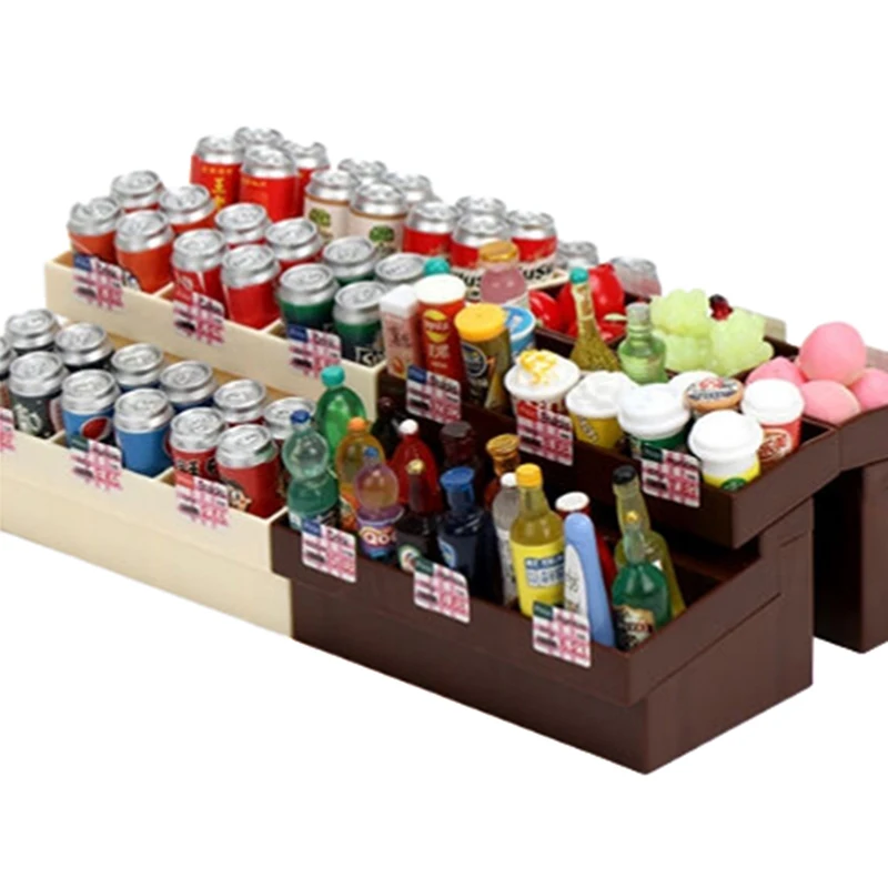 Un juego de exhibición de supermercado en miniatura para casa de muñecas 1/12; Soporte de pan en miniatura para decoración de casa de muñecas