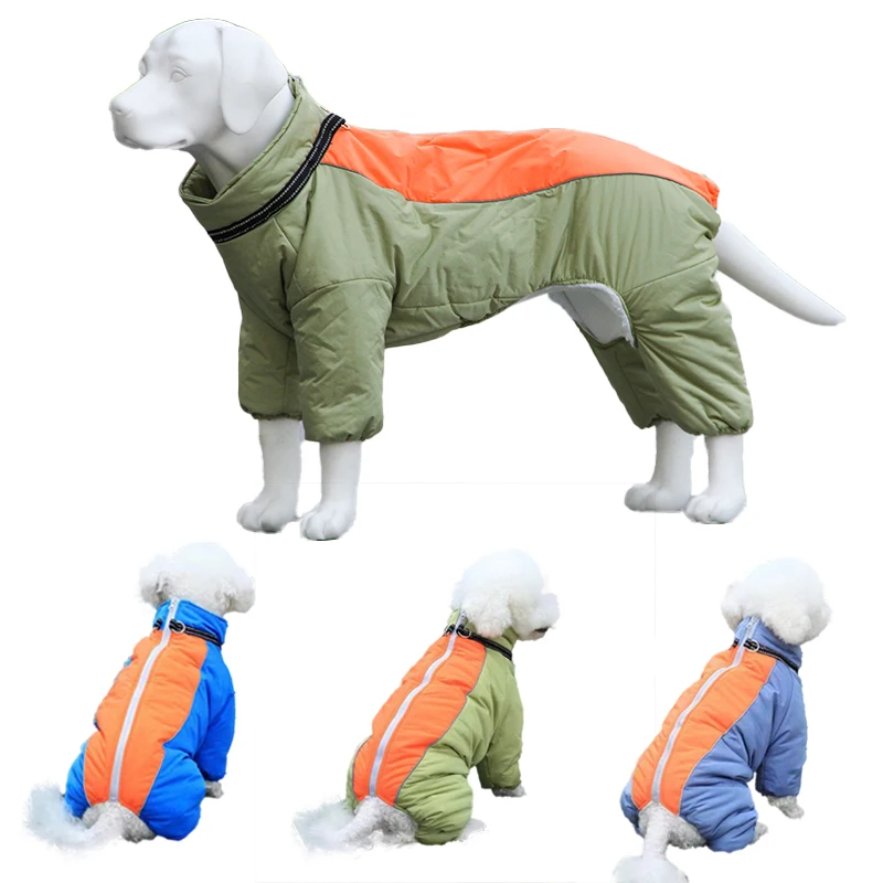 Winter Pet Dog Clothes Super Warm Large Dogs Jacket Thicken Fleece Coat Waterproof Dog Jumpsuits For Bulldogs Labrador Clothing