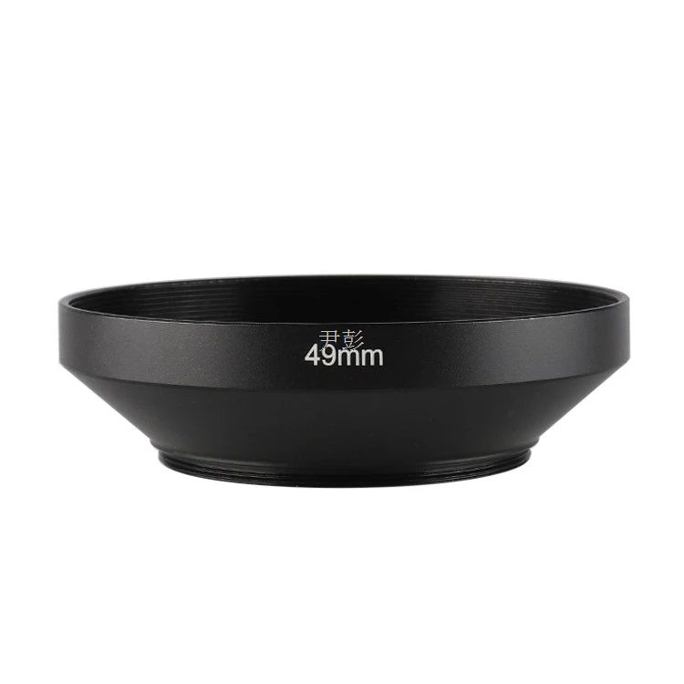 49mm Screw-in Metal Wide Angle Lens Hood,Flower Horn Shaped Lens Sun Shade Hood for Wide-Angle Camera Lens,Photography Accessory