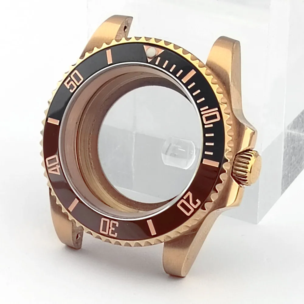 40.5 مللي متر حافظة ساعة ميكانيكية تناسب NH35 NH36 حركة الياقوت عدسة الفرعية وردة من الستانليس ستيل الذهب حافظة ساعة أجزاء اكسسوارات #3