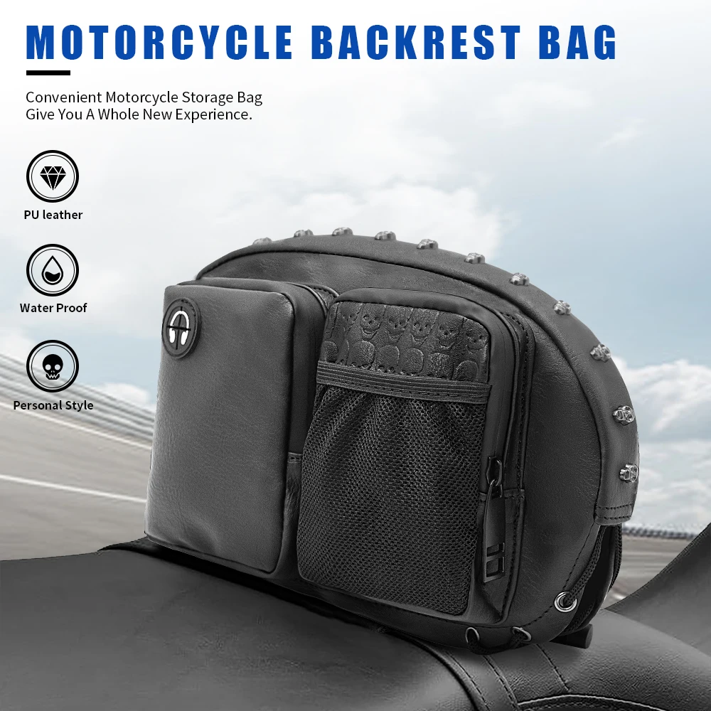 Universal Waterproof Travel Backpack PU Leather Multi-pocket Storage Bag With Headphone Jack Motorcycle Backpac