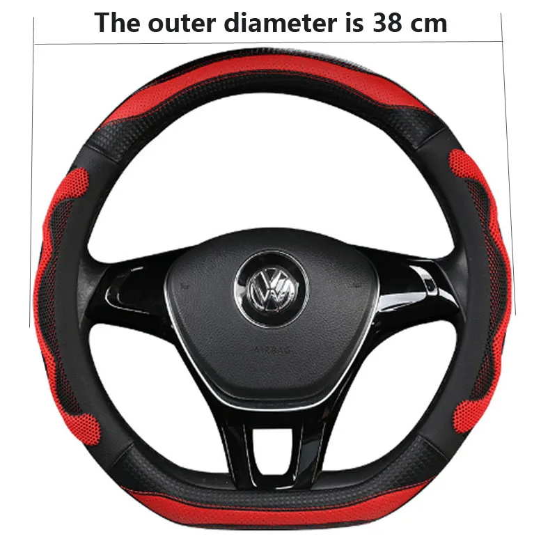 Type D summer design 38cm steering wheel cover leather universal anti slip steer wheel prtotector breathable interior accessori