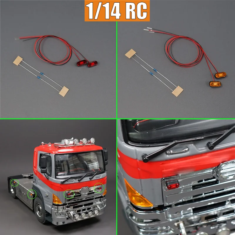 RC Simulation LED 3V Width Indicator Light Side Light for 1/14 Tamiya RC Truck SCANIA 770S R620 VOLVO Arocs MAN Car