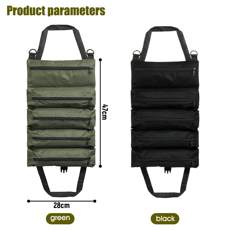 Multi-Purpose Roll Up Tool Bag With 5Interior Pockets Professional Pocket Hardware Tools Rip-Resistant Hang Canvas Organizer Bag