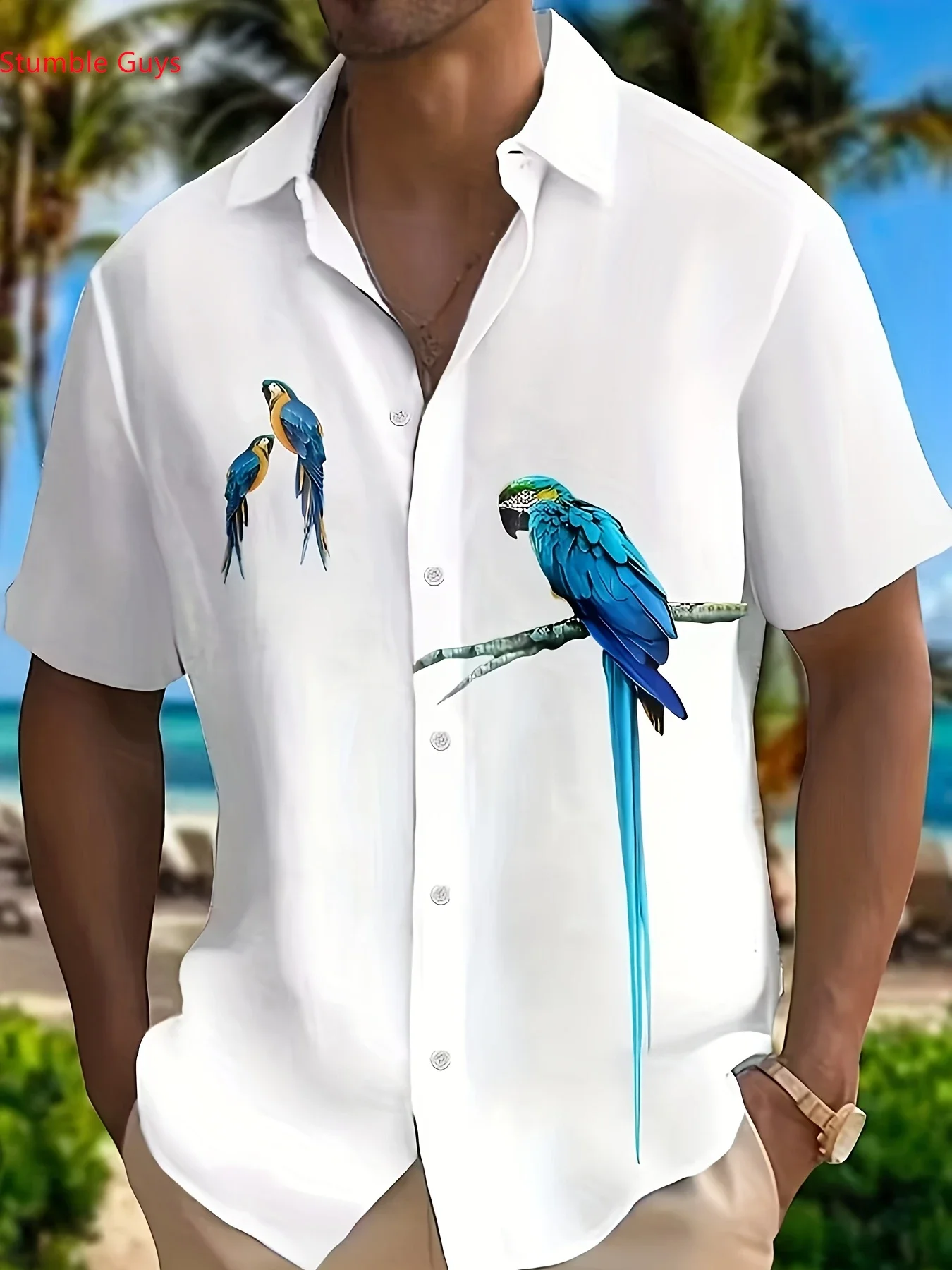 Summer Loose Fit Men's Hawaiian Shirt Man Short Sleeve Cool Print Breathable Lightweight Beach Party Fashion Tops