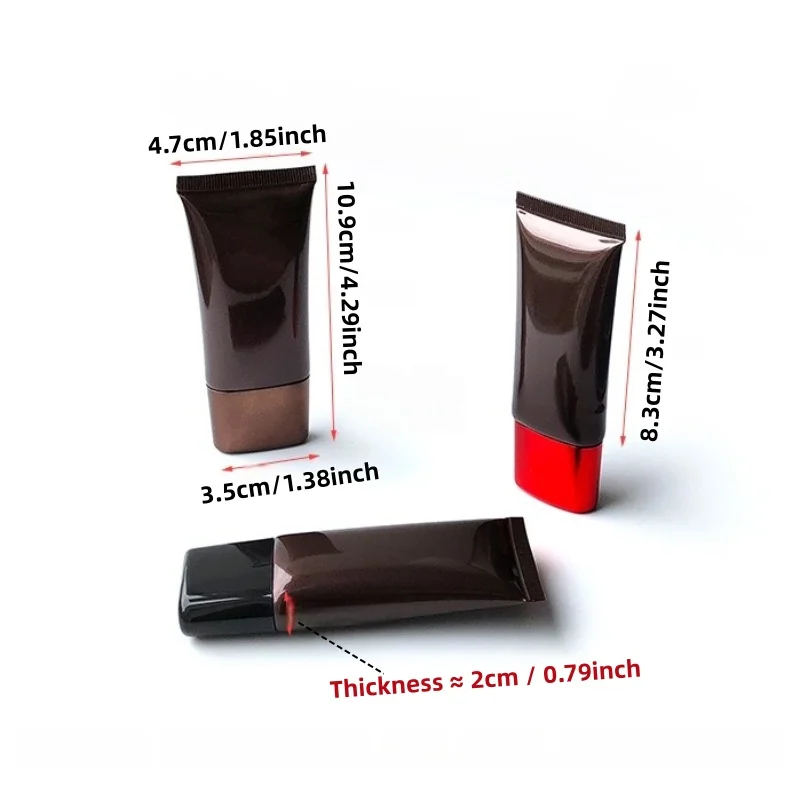 【ロゴカスタム】50個 カスタマイズされた30mlブラウンウルトラフラットチューブ ブラウンゴールド/ブラック/ゴールドフラットカバー インナープラグ付き カスタマイズされた工場製